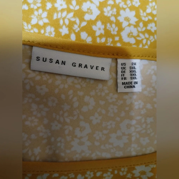 SUSAN GRAVER Printed Brushed Liquid Knit Floral Top 2X - Picture 5 of 6